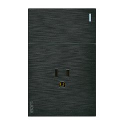 Placa 1 Apagador Sencillo 1 Contacto Lucek Flat Negro Placa 1 Apagador Sencillo 1 Contacto Lucek Flat Negro