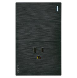 Placa 2 Apagadores Sencillos 1 Contacto Lucek Flat Negro Placa 2 Apagadores Sencillos 1 Contacto Lucek Flat Negro