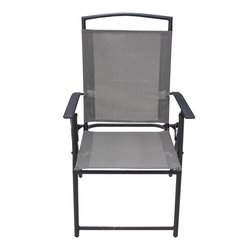 Silla jardin Textilene plegable color gris con descanzabrazos Silla jardin Textilene plegable color gris con descanzabrazos