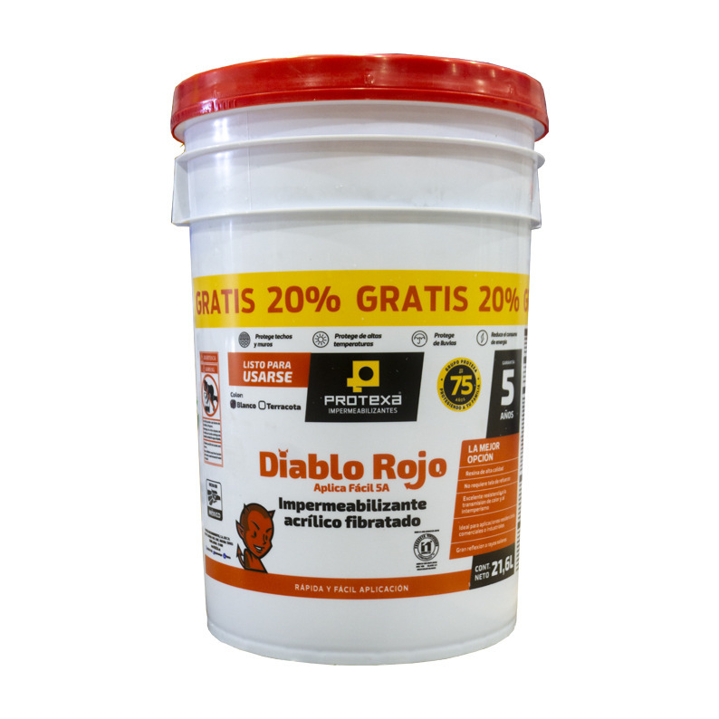 Impermeabilizante Acrílico Fibratado Blanco Diablo Rojo 21.6 Lt Impermeabilizante Acrílico Fibratado Blanco Diablo Rojo 21.6 Lt
