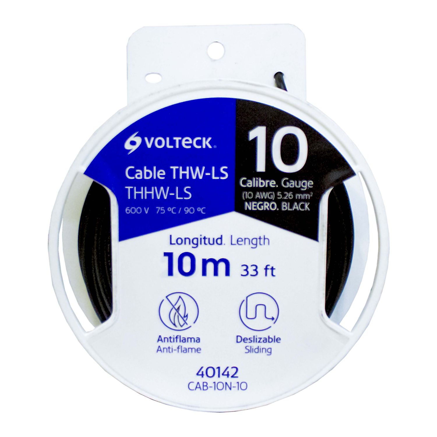 Cable eléctrico negro Volteck THHW-LS 10 AWG 10M Cable eléctrico negro Volteck THHW-LS 10 AWG 10M