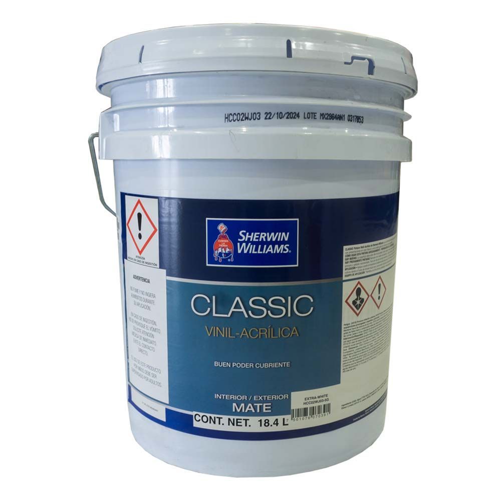 Pintura vinil acrílica mate classic extra white 19 L Pintura vinil acrílica mate classic extra white 19 L