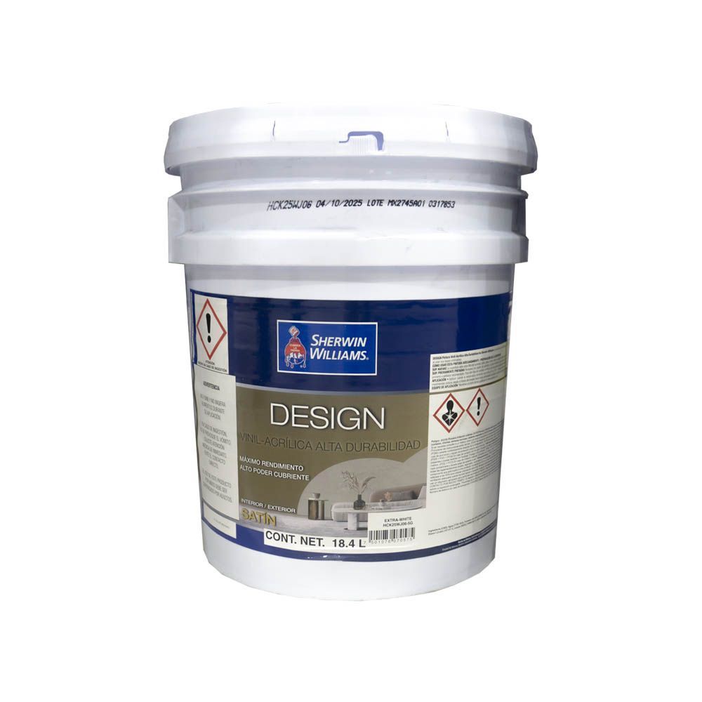 Pintura Vinil Acrilica Satinada Desing Extra White 19 L Pintura Vinil Acrilica Satinada Desing Extra White 19 L