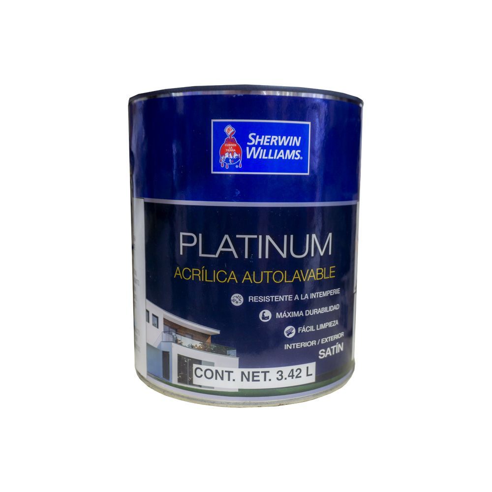 Pintura Vinil Acrilica Satinada Platinum Extra White 3.78 L Pintura Vinil Acrilica Satinada Platinum Extra White 3.78 L