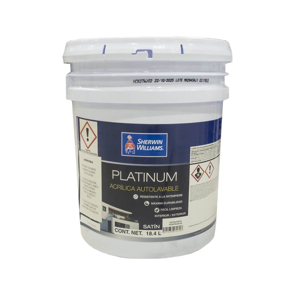 Pintura Vinil Acrilica Satinada Platinum Extra White 19 L Pintura Vinil Acrilica Satinada Platinum Extra White 19 L