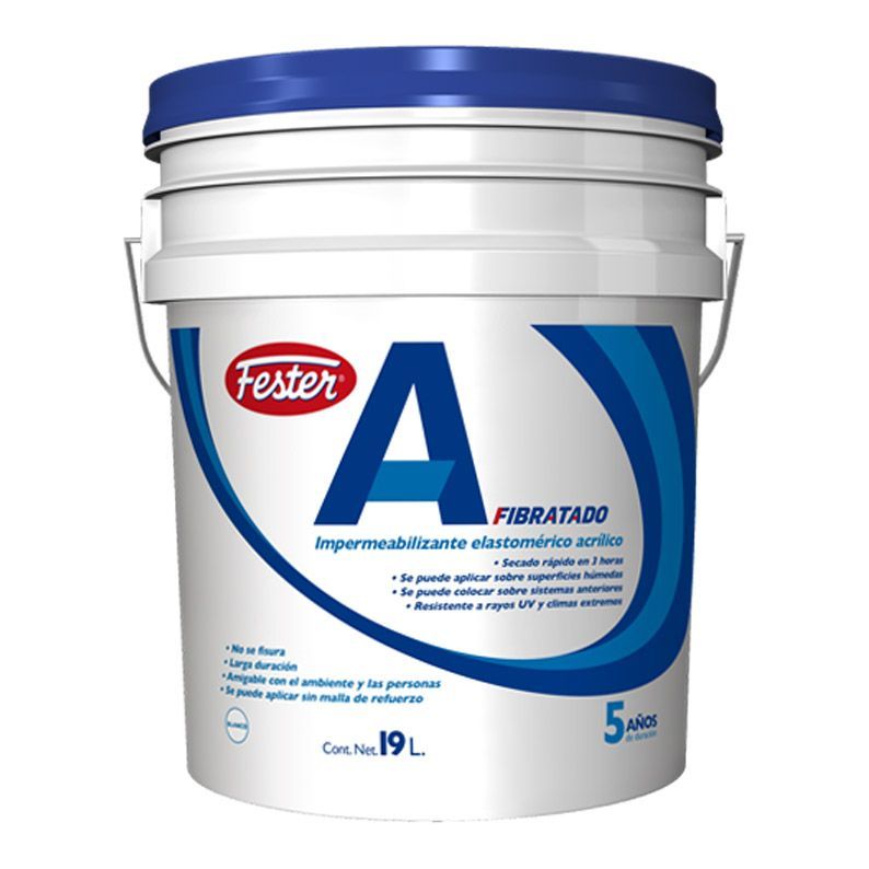 Impermeabilizante Acrílico Fester 5 Años Blanco Fibratado 19 L Impermeabilizante Acrílico Fester 5 Años Blanco Fibratado 19 L