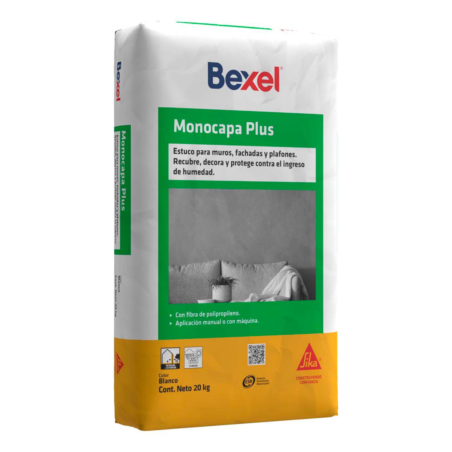 Estuco Blanco Bexel Monocapa Plus Sika 20 Kg Estuco Blanco Bexel Monocapa Plus Sika 20 Kg