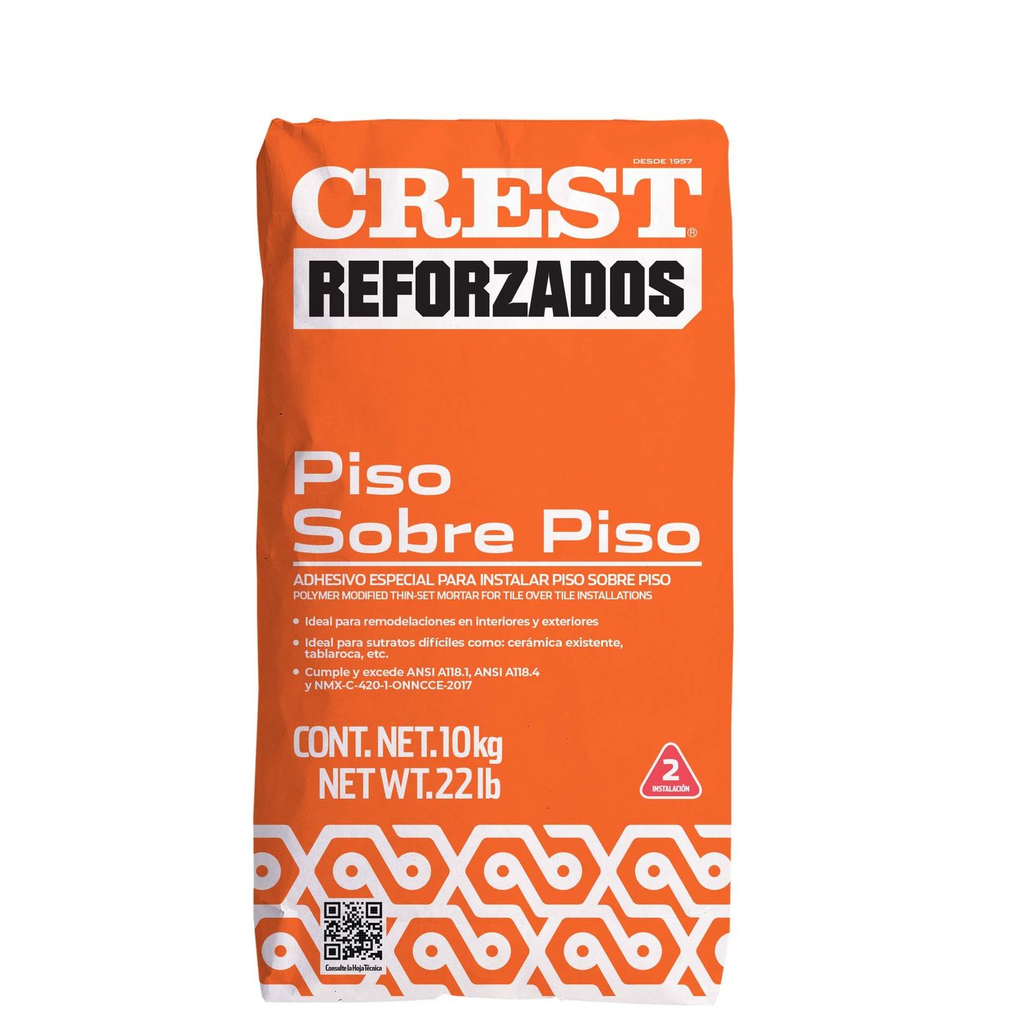 Adhesivo blanco reforzado 10 kg Crest Piso sobre piso Adhesivo blanco reforzado 10 kg Crest Piso sobre piso