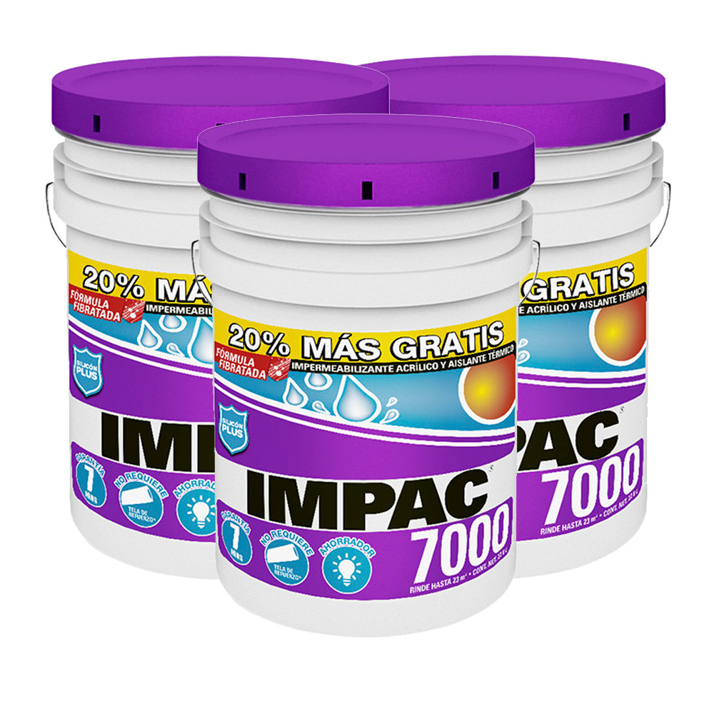 Paquete Impermeabilizante Acrílico Blanco Impac 7000 3 cubetas Paquete Impermeabilizante Acrílico Blanco Impac 7000 3 cubetas