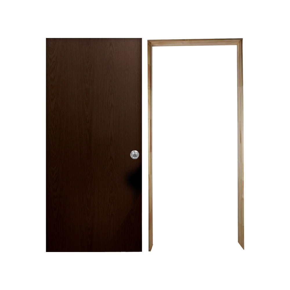 Paquete Puerta Tambor Chocolate 80X2.13 M Con Marco Pino Natural Paquete Puerta Tambor Chocolate 80X2.13 M Con Marco Pino Natural