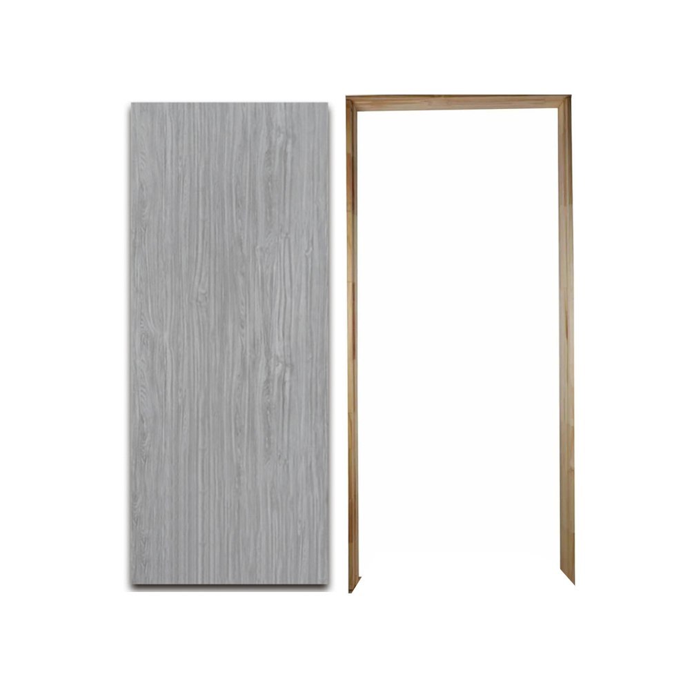 Paquete Puerta Tambor Gris Oxford 70X2.13 M Con Marco Pino Paquete Puerta Tambor Gris Oxford 70X2.13 M Con Marco Pino