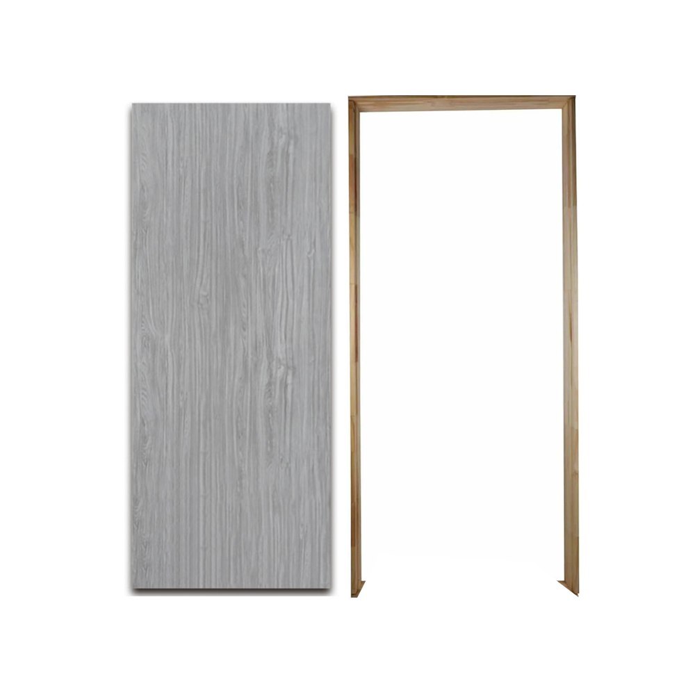 Paquete Puerta Tambor Gris Oxford 80X2.13 M Con Marco Pino Paquete Puerta Tambor Gris Oxford 80X2.13 M Con Marco Pino