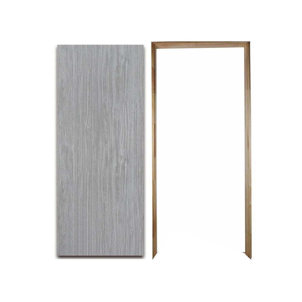 Paquete Puerta Tambor Gris Oxford 85X2.13 M Con Marco Pino Paquete Puerta Tambor Gris Oxford 85X2.13 M Con Marco Pino