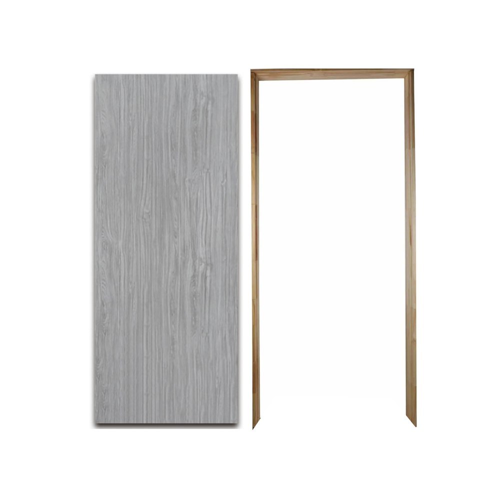 Paquete Puerta Tambor Gris Oxford 90X2.13 M Con Marco Pino Paquete Puerta Tambor Gris Oxford 90X2.13 M Con Marco Pino